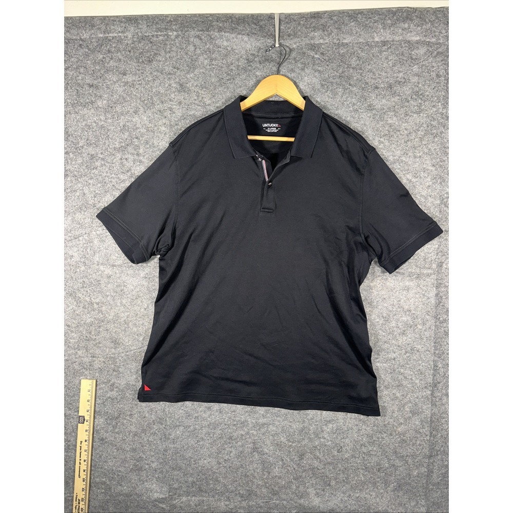 UNTUCKit Shirt Men's X-Large Black Damaschino Polo‎ Straight Hem 100% Cotton